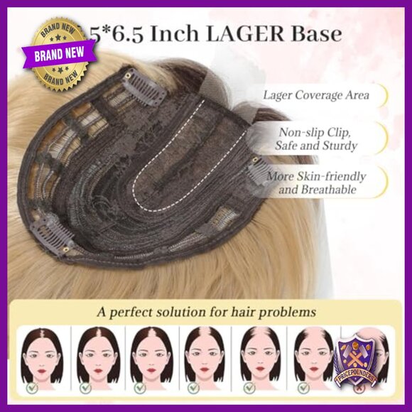 12 Inch Synthetic Hair Topper with Bangs for Thinning Hair main image 6